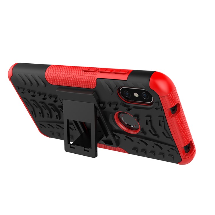 Anti-slip PC + TPU Hybrid Kickstand Protection Cover Case for Xiaomi Mi A2 Lite / Redmi 6 Pro - Red-3