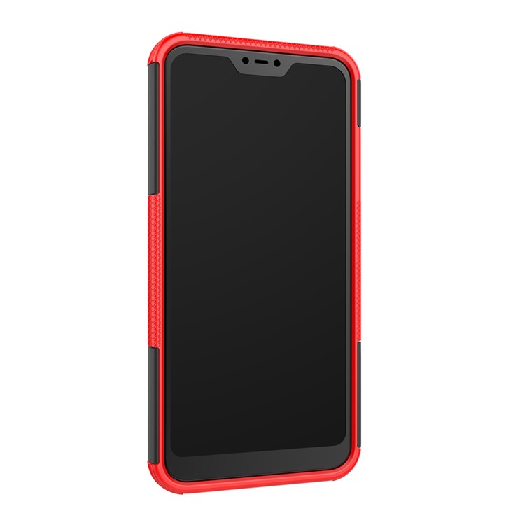 Anti-slip PC + TPU Hybrid Kickstand Protection Cover Case for Xiaomi Mi A2 Lite / Redmi 6 Pro - Red-4