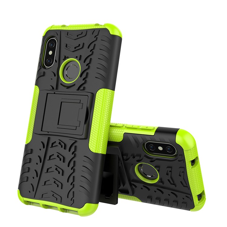 Anti-slip PC + TPU Hybrid Kickstand Phone Back Case for Xiaomi Mi A2 Lite / Redmi 6 Pro - Green-1