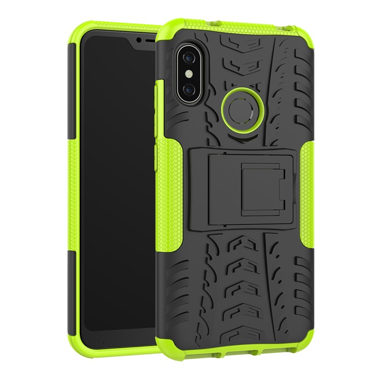 Anti-slip PC + TPU Hybrid Kickstand Phone Back Case for Xiaomi Mi A2 Lite / Redmi 6 Pro - Green-2