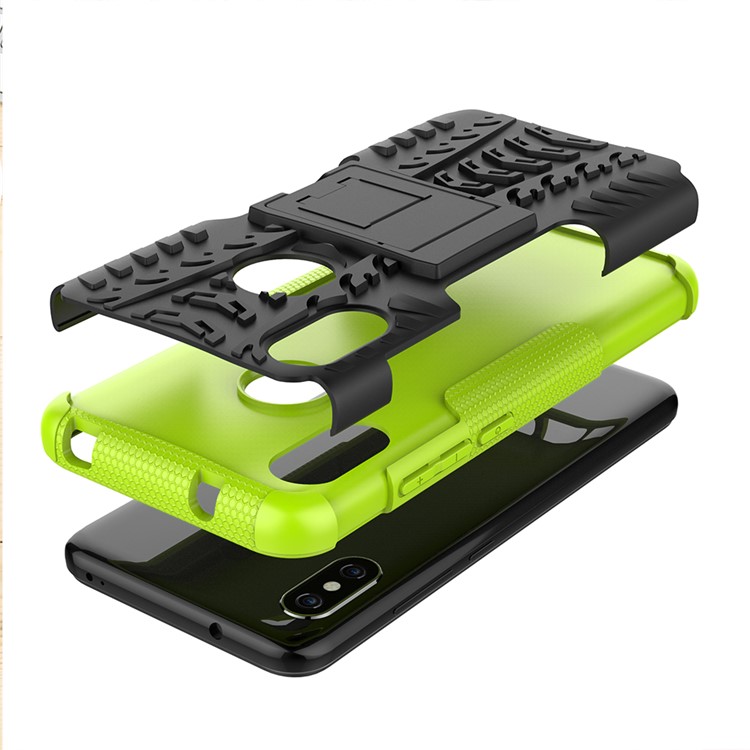 Anti-slip PC + TPU Hybrid Kickstand Phone Back Case for Xiaomi Mi A2 Lite / Redmi 6 Pro - Green-3