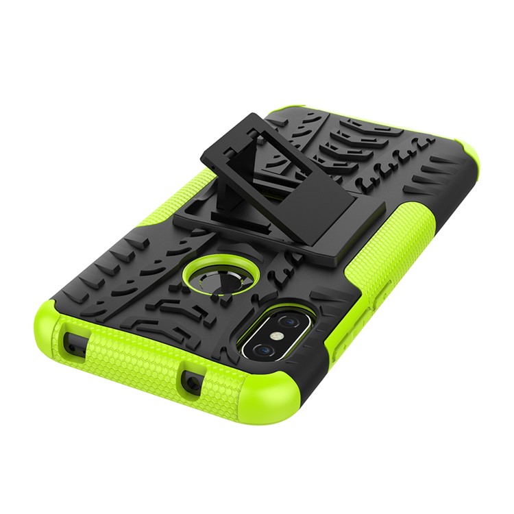 Anti-slip PC + TPU Hybrid Kickstand Phone Back Case for Xiaomi Mi A2 Lite / Redmi 6 Pro - Green-7