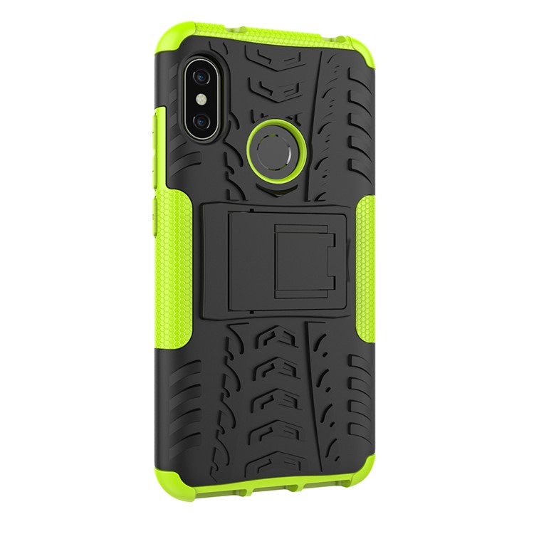 Anti-slip PC + TPU Hybrid Kickstand Phone Back Case for Xiaomi Mi A2 Lite / Redmi 6 Pro - Green-8