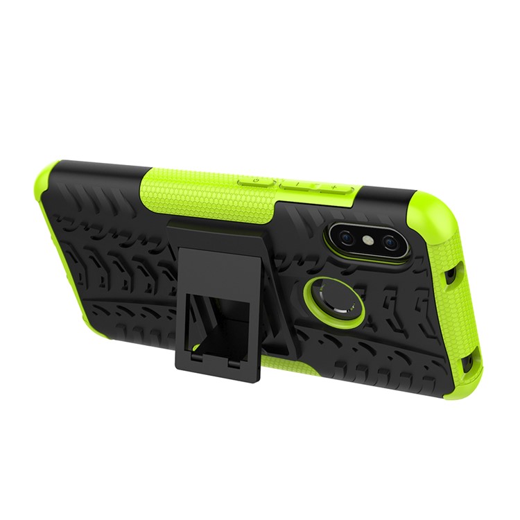 Anti-slip PC + TPU Hybrid Kickstand Phone Back Case for Xiaomi Mi A2 Lite / Redmi 6 Pro - Green-9