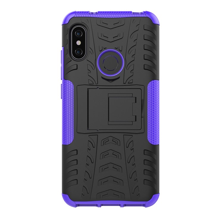 PC Anti-glip + TPU Combo Kickstand Protection Cover Shell Pour Xiaomi Mi A2 Lite / Redmi 6 Pro - Violet-4