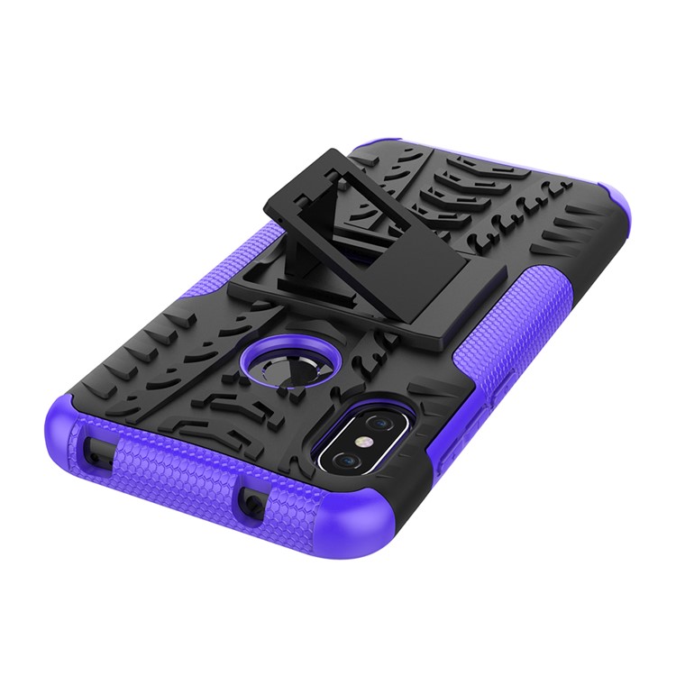 PC Anti-glip + TPU Combo Kickstand Protection Cover Shell Pour Xiaomi Mi A2 Lite / Redmi 6 Pro - Violet-6