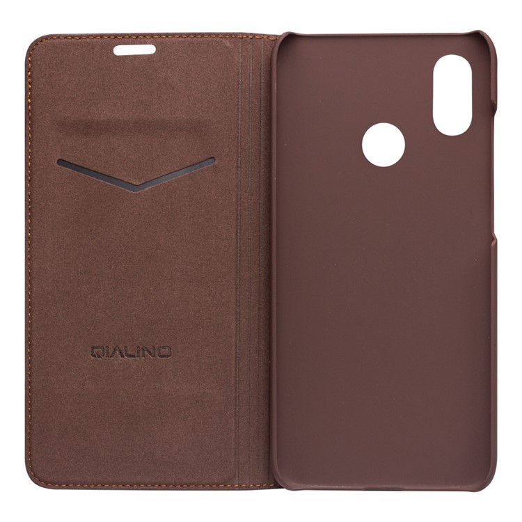 QIALINO Classic Genuine Leather Shell Case with Card Slot for Xiaomi Mi 8 (6.21-inch) - Brown-2