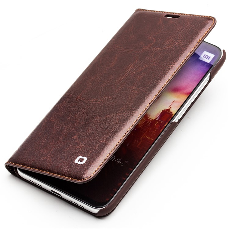 QIALINO Classic Genuine Leather Shell Case with Card Slot for Xiaomi Mi 8 (6.21-inch) - Brown-3