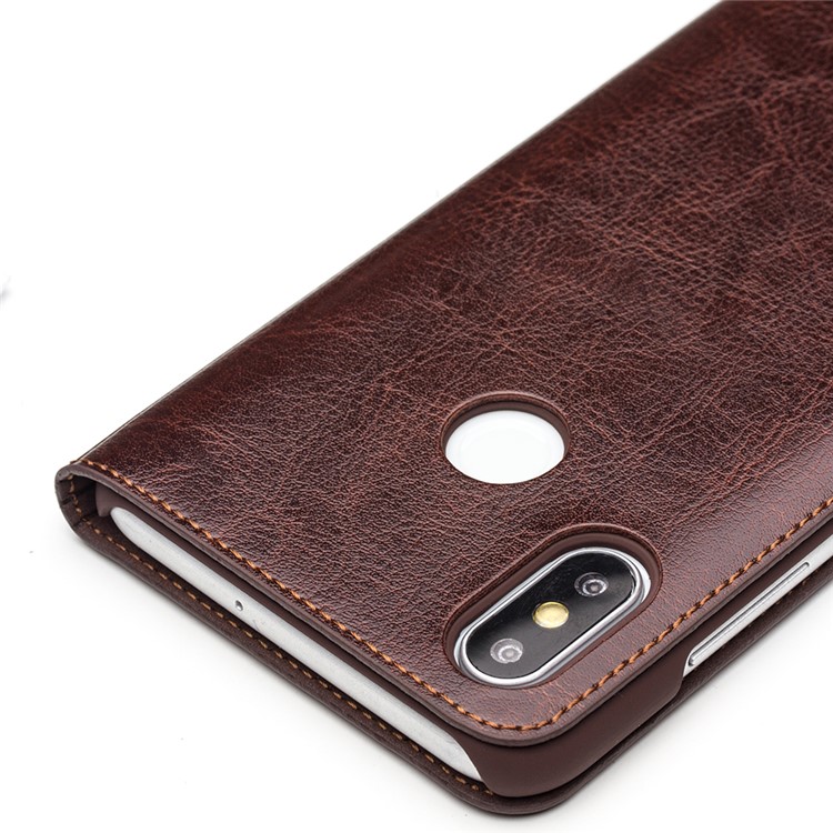 QIALINO Classic Genuine Leather Shell Case with Card Slot for Xiaomi Mi 8 (6.21-inch) - Brown-4