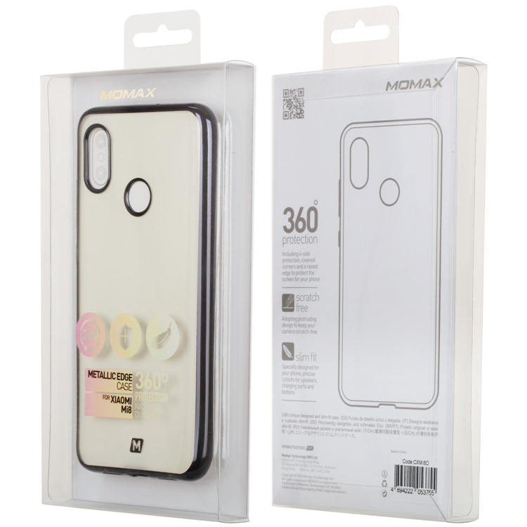 MOMAX Metallic Edge Case Electroplated TPU Phone Cover for Xiaomi Mi 8 (6.21-inch) - Black-15