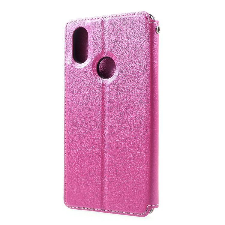 Auto-absorbed Card Holder Stand Leather Phone Cover for Xiaomi Mi 8 SE (5.88-inch) - Rose-2