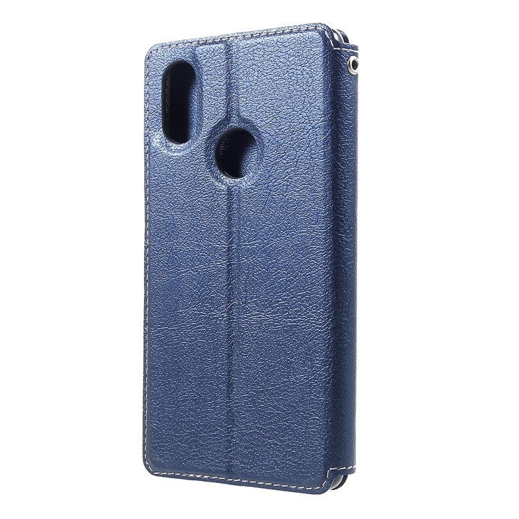 Auto-absorbed Card Holder Stand Leather Cell Phone Case for Xiaomi Mi 8 SE (5.88-inch) - Dark Blue-2