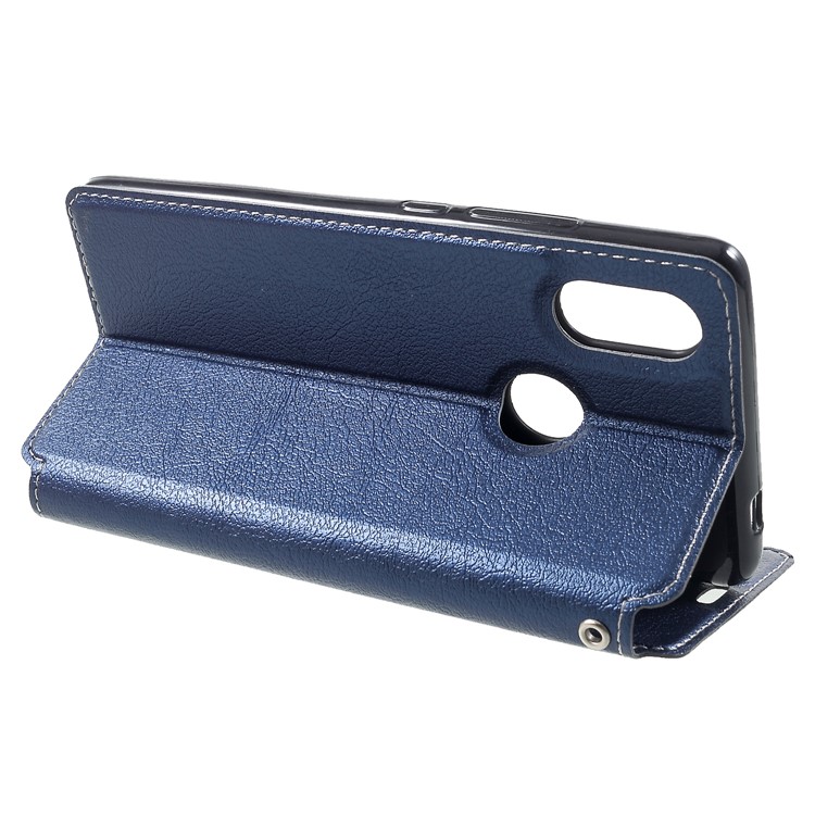 Auto-absorbed Card Holder Stand Leather Cell Phone Case for Xiaomi Mi 8 SE (5.88-inch) - Dark Blue-4