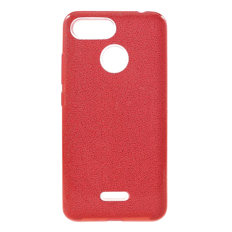 3-in-1 Glittery Powder Paper TPU + PC Hybrid Case for Xiaomi Redmi 6 (Dual Camera: 12MP+5MP) - Red-1
