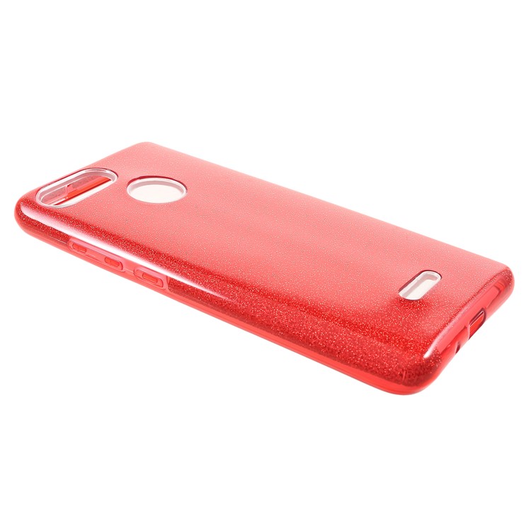 3-in-1 Glittery Powder Paper TPU + PC Hybrid Case for Xiaomi Redmi 6 (Dual Camera: 12MP+5MP) - Red-2