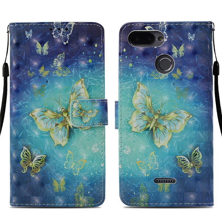 Pattern Printing Leather Wallet Cover for Xiaomi Redmi 6A/Redmi 6 - Butterfly Pattern-3