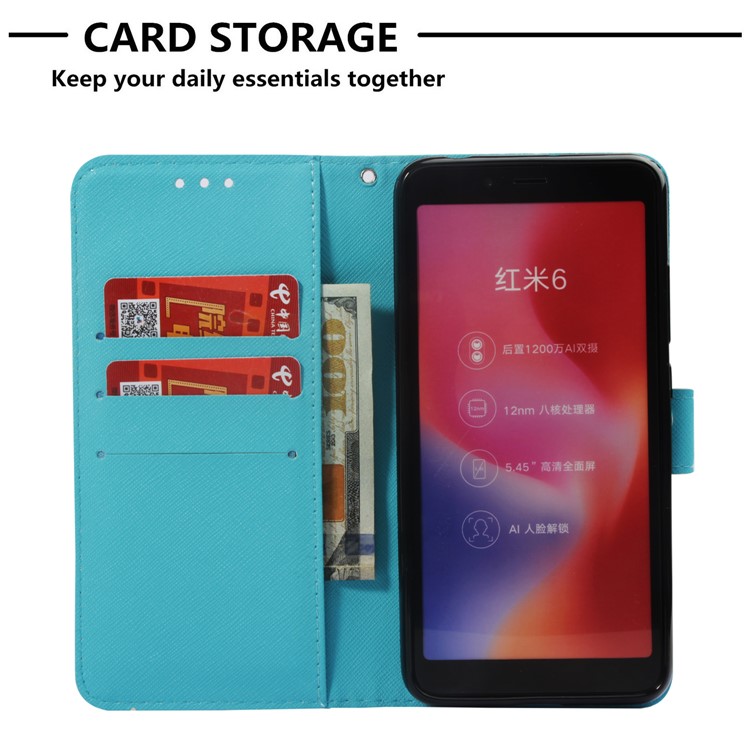 Pattern Printing Leather Wallet Cover for Xiaomi Redmi 6A/Redmi 6 - Butterfly Pattern-6