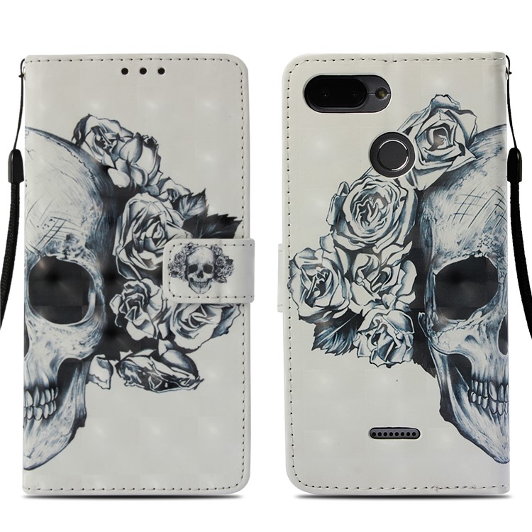 Pattern Printing Leather Wallet Shell for Xiaomi Redmi 6A/Redmi 6 - Cool Skull-3