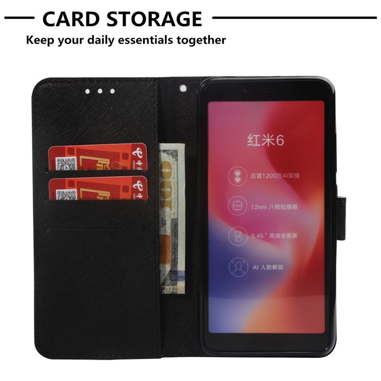Pattern Printing Leather Wallet Shell for Xiaomi Redmi 6A/Redmi 6 - Cool Skull-6