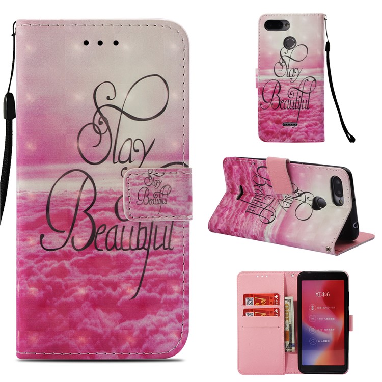 Pattern Printing Leather Wallet Flip Cover for Xiaomi Redmi 6A/Redmi 6 - Stay Beautiful