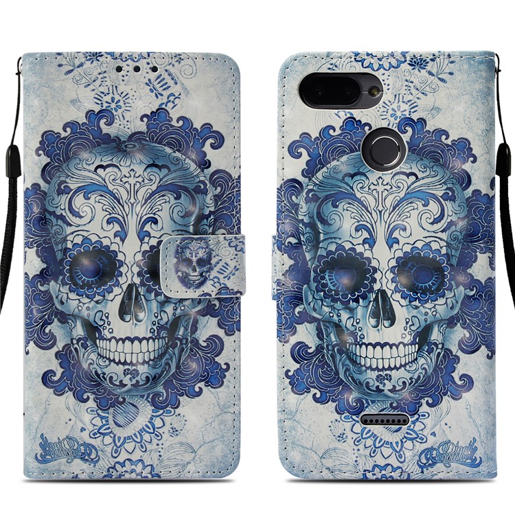 Pattern Printing Leather Stand Phone Cover for Xiaomi Redmi 6A/Redmi 6 - Sugar Skull-3