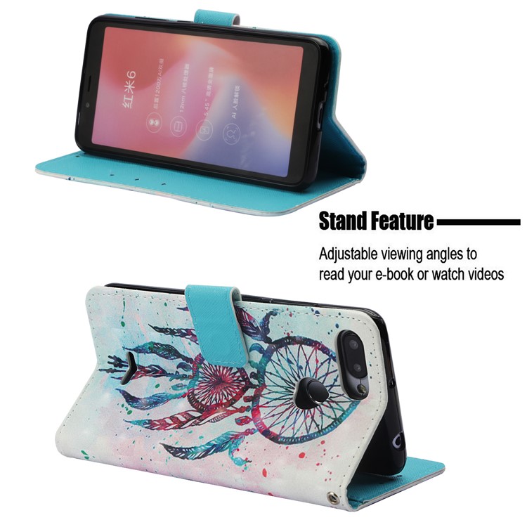 Pattern Printing Leather Wallet Phone Casing for Xiaomi Redmi 6A/Redmi 6 - Dream Catcher-4