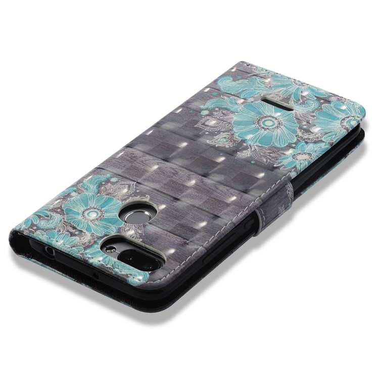 Pattern Printing Leather Stand Mobile Case for Xiaomi Redmi 6A/Redmi 6 - Blue Flower-8