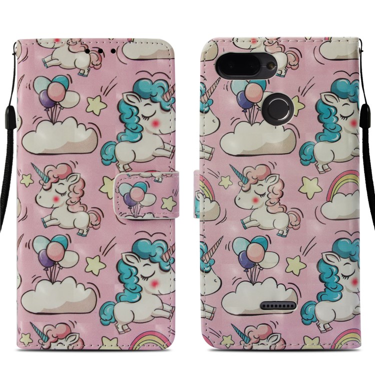 Pattern Printing Leather Wallet Protective Shell for Xiaomi Redmi 6A/Redmi 6 - Unicorn-3