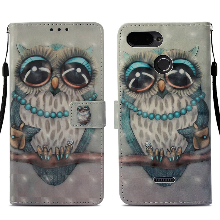 Pattern Printing Leather Stand Protective Case for Xiaomi Redmi 6A/Redmi 6 - Owl Pattern-3