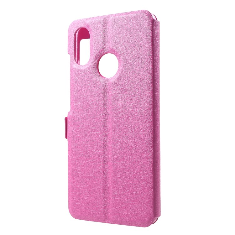 Silk Texture Dual View Window Leather Flip Case for Xiaomi Mi 8 (6.21-inch) - Rose-2
