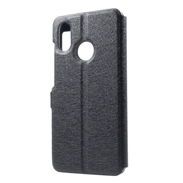 Silk Texture Dual View Window Leather Flip Cover for Xiaomi Mi 8 (6.21-inch) - Black-2