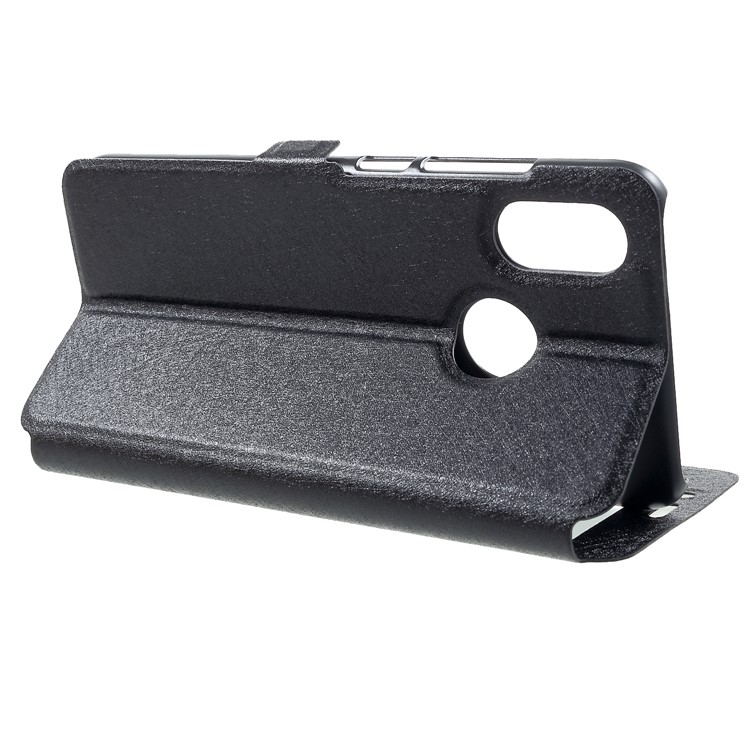 Silk Texture Dual View Window Leather Flip Cover for Xiaomi Mi 8 (6.21-inch) - Black-4
