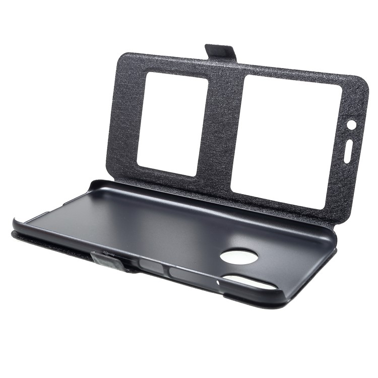 Silk Texture Dual View Window Leather Flip Cover for Xiaomi Mi 8 (6.21-inch) - Black-5