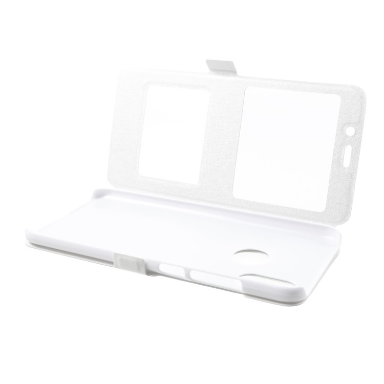Silk Texture Dual View Window Leather Mobile Shell for Xiaomi Mi 8 (6.21-inch) - White-5