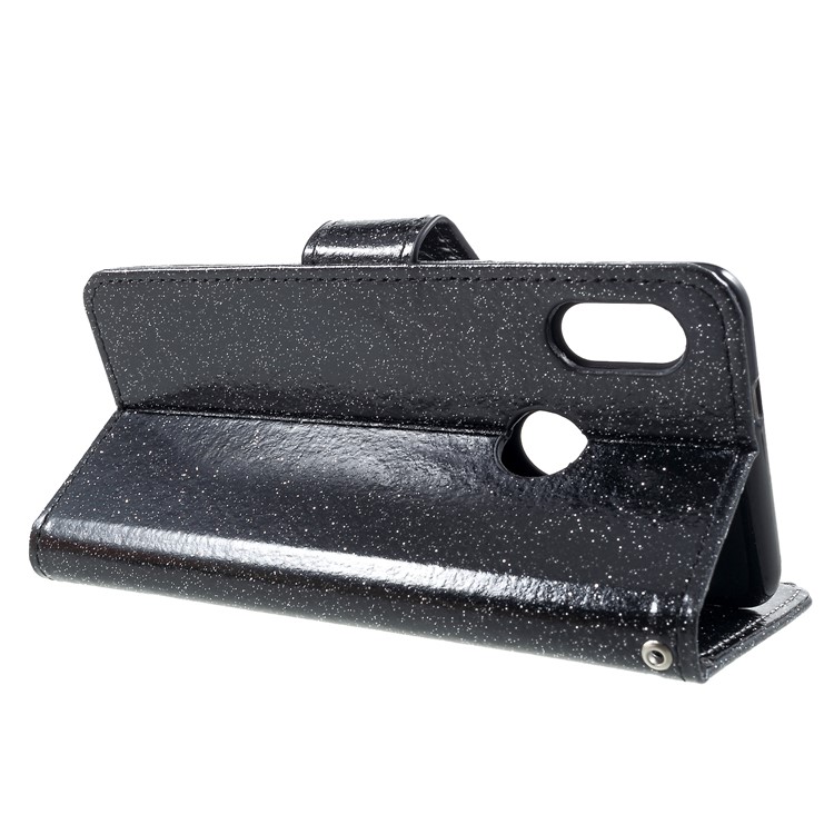 Glittery Powder Wallet Stand Leather Phone Cover for Xiaomi Redmi Note 5 Pro (Dual Camera) / Redmi Note 5 (China) - Black-4