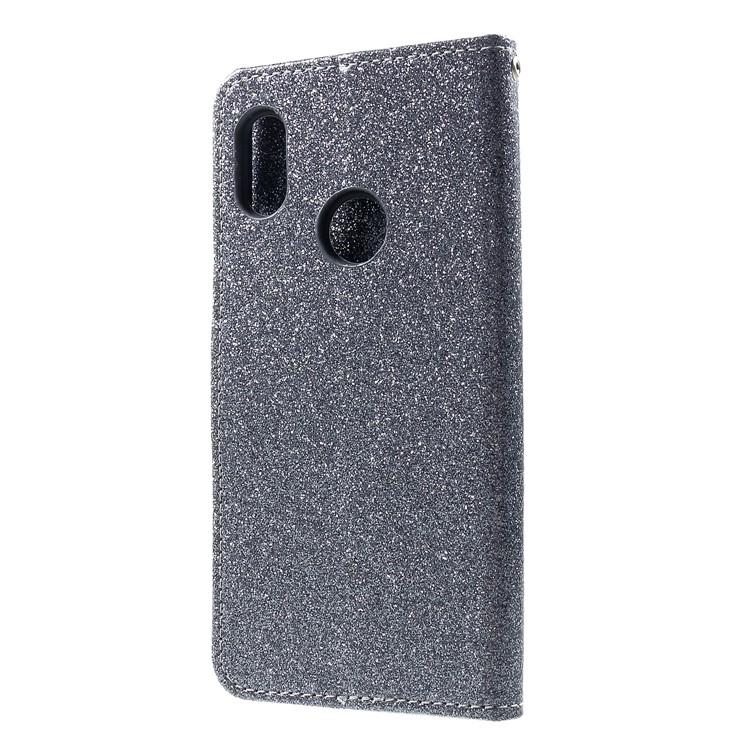 Glittery Powder Wallet Stand Leather Phone Shell for Xiaomi Redmi Note 5 Pro (Dual Camera) / Redmi Note 5 (China) - Grey-2