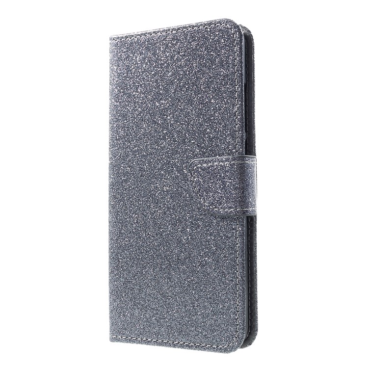 Glittery Powder Wallet Stand Leather Phone Shell for Xiaomi Redmi Note 5 Pro (Dual Camera) / Redmi Note 5 (China) - Grey-3