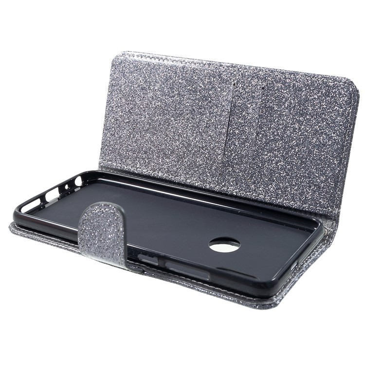 Glittery Powder Wallet Stand Leather Phone Shell for Xiaomi Redmi Note 5 Pro (Dual Camera) / Redmi Note 5 (China) - Grey-5