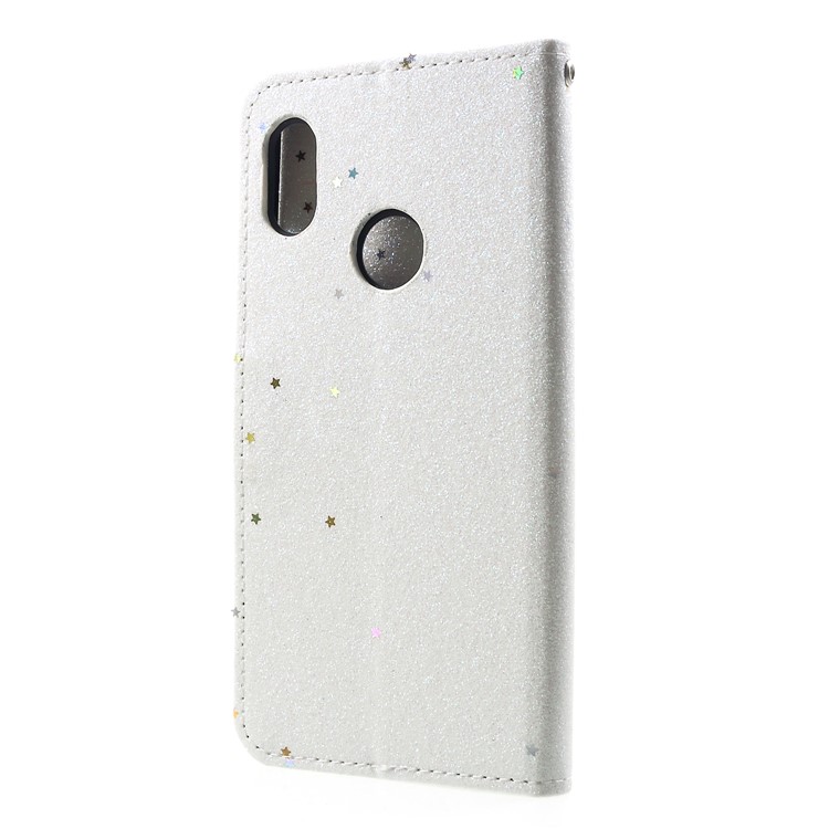 Glittery Powder Wallet Stand Leather Mobile Phone Case for Xiaomi Redmi Note 5 Pro (Dual Camera) / Redmi Note 5 (China) - White-2