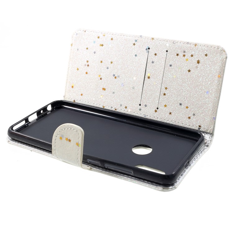 Glittery Powder Wallet Stand Leather Mobile Phone Case for Xiaomi Redmi Note 5 Pro (Dual Camera) / Redmi Note 5 (China) - White-5