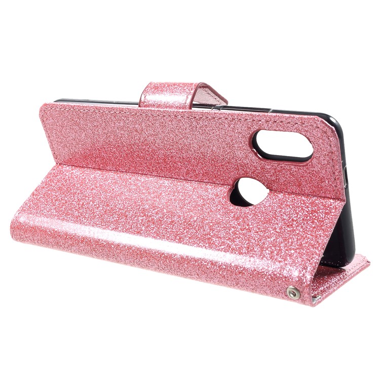 Glittery Powder Wallet Stand Leather Cell Phone Case for Xiaomi Redmi Note 5 Pro (Dual Camera) / Redmi Note 5 (China) - Pink-4