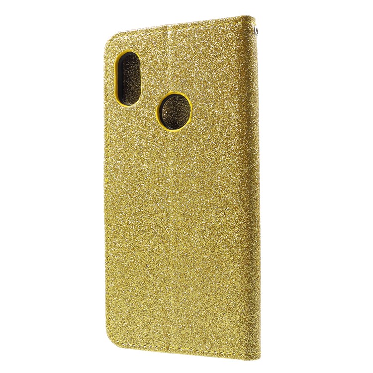 Glittery Powder Wallet Stand Leather Protective Case for Xiaomi Redmi Note 5 Pro (Dual Camera) / Redmi Note 5 (China) - Gold-2