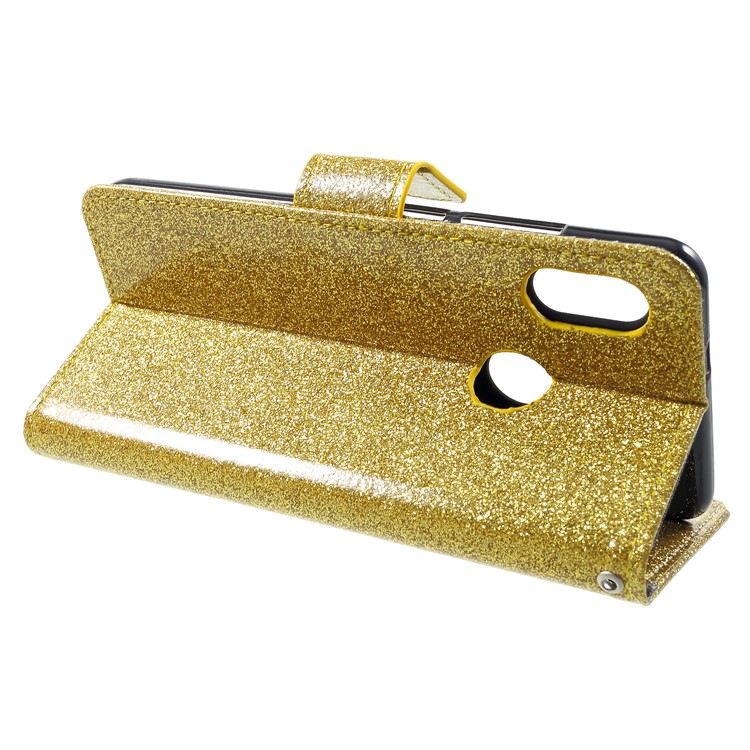 Glittery Powder Wallet Stand Leather Protective Case for Xiaomi Redmi Note 5 Pro (Dual Camera) / Redmi Note 5 (China) - Gold-4