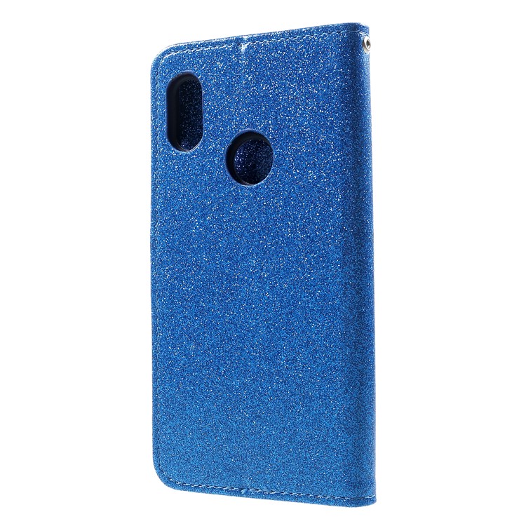 Glittery Powder Wallet Stand Leather Protective Shell for Xiaomi Redmi Note 5 Pro (Dual Camera) / Redmi Note 5 (China) - Blue-2