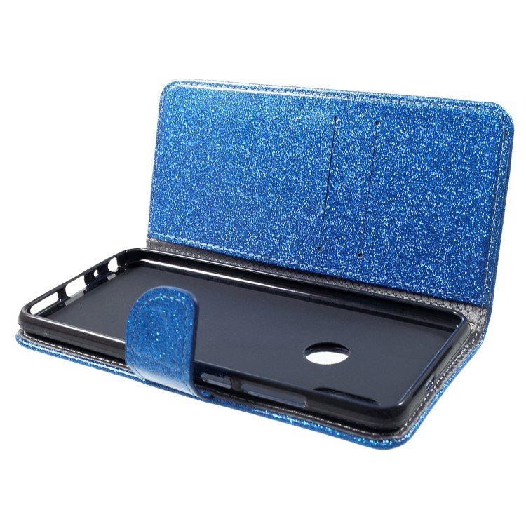 Glittery Powder Wallet Stand Leather Protective Shell for Xiaomi Redmi Note 5 Pro (Dual Camera) / Redmi Note 5 (China) - Blue-5