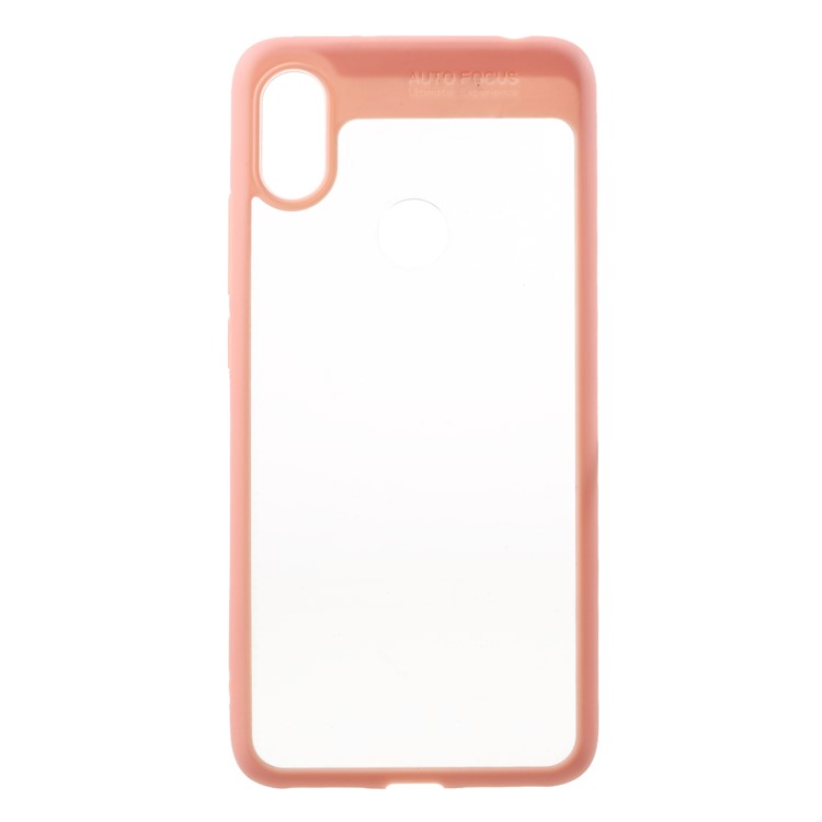 For Xiaomi Redmi S2 / Y2 Silicone Frame + Transparent Acrylic Back Hybrid Phone Cover Shell - Pink-1