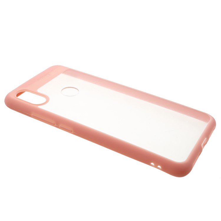 For Xiaomi Redmi S2 / Y2 Silicone Frame + Transparent Acrylic Back Hybrid Phone Cover Shell - Pink-2