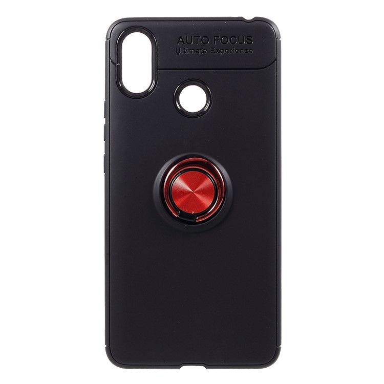 Metal Finger Ring Kickstand TPU Protection Cover for Xiaomi Mi Max 3 Pro - Black / Red-1