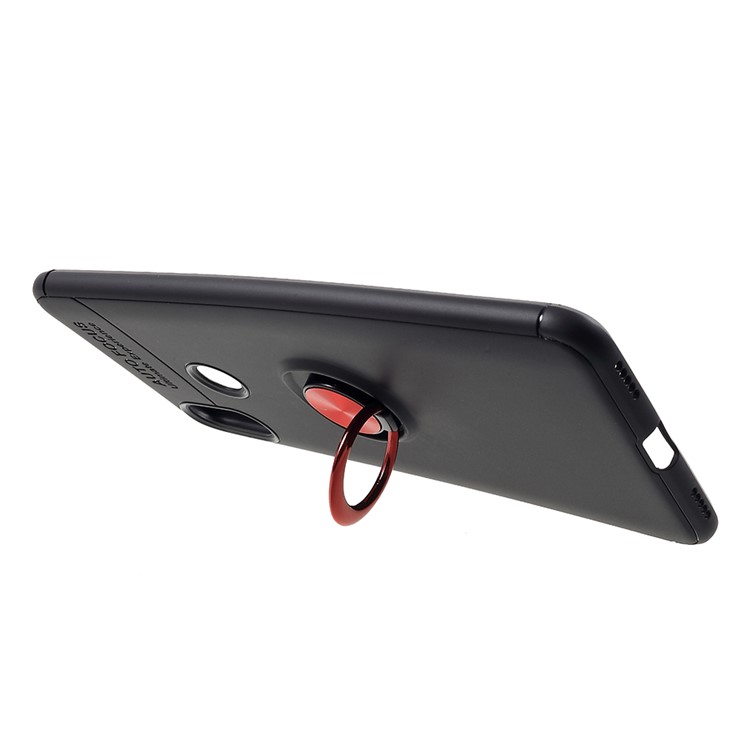 Metal Finger Ring Kickstand TPU Protection Cover for Xiaomi Mi Max 3 Pro - Black / Red-2