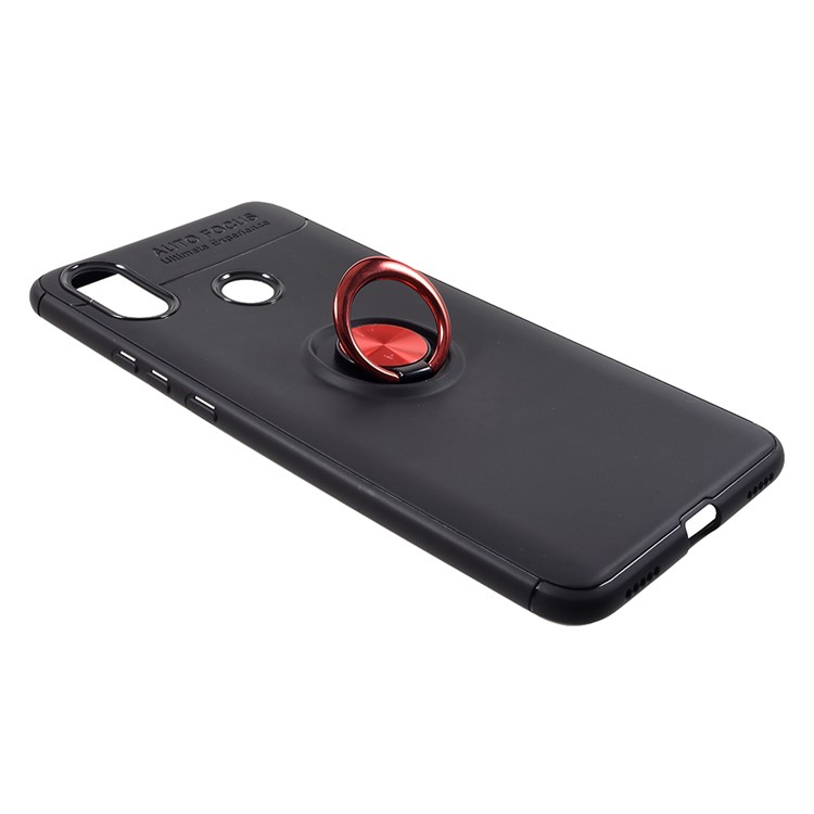 Metal Finger Ring Kickstand TPU Protection Cover for Xiaomi Mi Max 3 Pro - Black / Red-3
